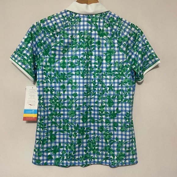 Pro Tour NWT gingham and floral short sleeve polo golf shirt size M - Picture 3 of 6